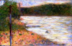 A River Bank, the Seine at Asnieres by Georges Seurat Oil Painting Reproduction