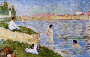 Bathers in the Water by Georges Seurat - Hand-Painted Oil Painting Reproduction