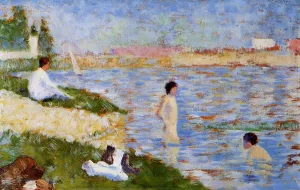 Bathers in the Water by Georges Seurat Oil Painting Reproduction