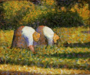 Farm Women at Work by Georges Seurat - Hand-Painted Oil Painting Reproduction