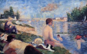 Final Study for 'Bathing at Asnieres by Georges Seurat - Hand-Painted Oil Painting Reproduction
