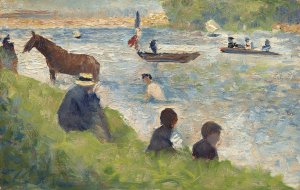 Horse and Boats by Georges Seurat - Hand-Painted Oil Painting Reproduction