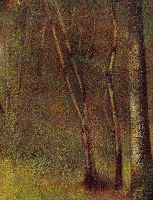 In the Woods at Pontaubert by Georges Seurat - Hand-Painted Oil Painting Reproduction