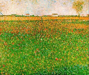 Lucerne (also known as alfalfa field) by Georges Seurat - Hand-Painted Oil Painting Reproduction