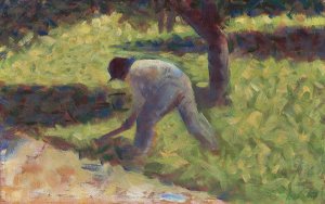 Peasant with a Hoe by Georges Seurat - Hand-Painted Oil Painting Reproduction