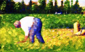 Peasant Working by Georges Seurat Oil Painting Reproduction