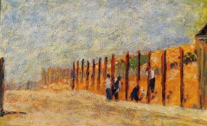 Peasants Driving Stakes by Georges Seurat - Hand-Painted Oil Painting Reproduction