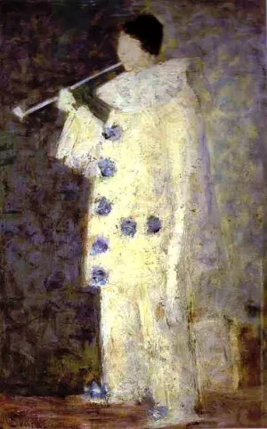 Pierrot with a White Pipe by Georges Seurat - Hand-Painted Oil Painting Reproduction