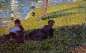 Seated Man, Reclining Woman by Georges Seurat Oil Painting Reproduction