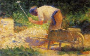 Stone Breaker and Wheelbarrow, Le Raincy by Georges Seurat - Hand-Painted Oil Painting Reproduction