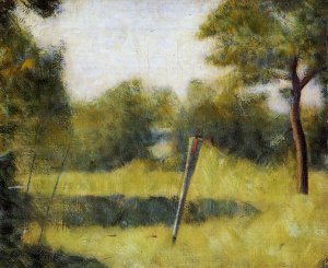 The Clearing also known as Landscape with a Stake by Georges Seurat - Hand-Painted Oil Painting Reproduction