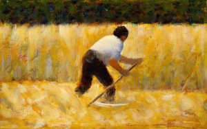 The Mower by Georges Seurat - Hand-Painted Oil Painting Reproduction