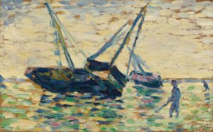 Trois Bateaux Et Un Marin by Georges Seurat - Hand-Painted Oil Painting Reproduction