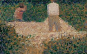 Two Stonebreakers by Georges Seurat - Hand-Painted Oil Painting Reproduction