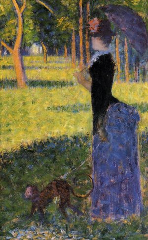 Woman with a Monkey by Georges Seurat - Hand-Painted Oil Painting Reproduction