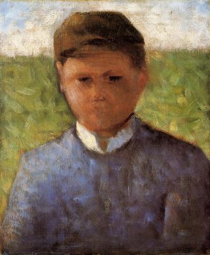 Young Peasant in Blue by Georges Seurat - Hand-Painted Oil Painting Reproduction